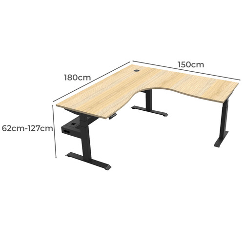Fridman 180x150cm Electric Sit & Stand Corner Desk with Cable Tray