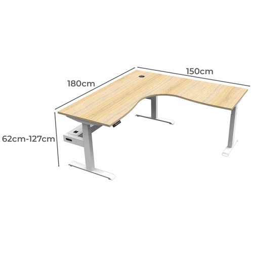 Fridman 180x150cm Electric Sit & Stand Corner Desk with Cable Tray