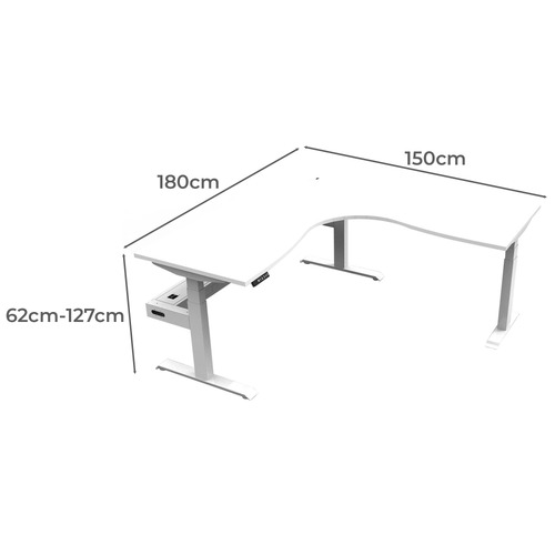 Fridman 180x150cm Electric Sit & Stand Corner Desk with Cable Tray