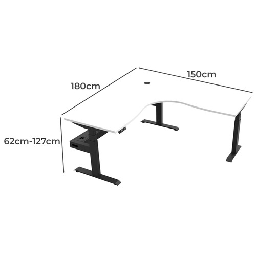 Fridman 180x150cm Electric Sit & Stand Corner Desk with Cable Tray