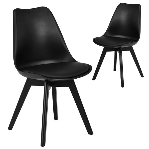 Temple Webster Black Nova Beech, Leather Black Chairs