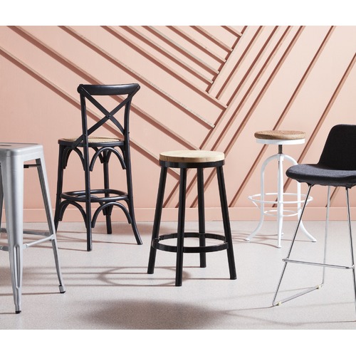 Temple & Webster 66cm Bailey Metal & Ash Wood Barstool