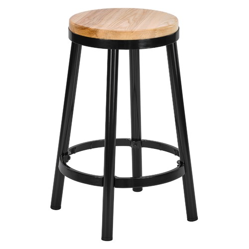 Temple & Webster 66cm Bailey Metal & Ash Wood Barstool