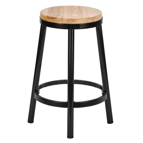 Temple & Webster 66cm Bailey Metal & Ash Wood Barstool