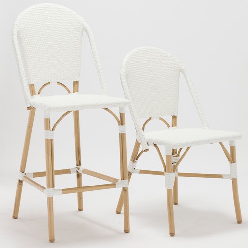 Temple & Webster White Paris PE Rattan Cafe Dining Chairs