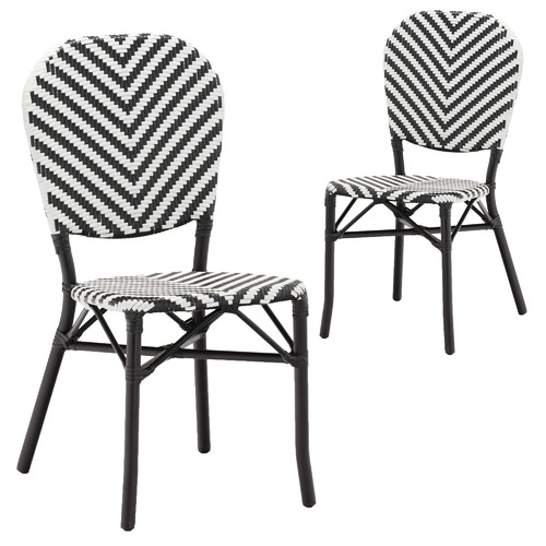 Temple & Webster Black Paris PE Rattan Cafe Chairs