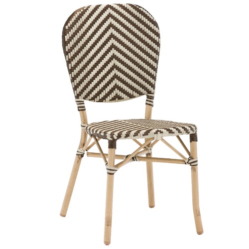 Temple & Webster Taupe & White Paris PE Rattan Cafe Dining Chairs