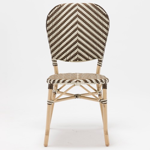 Temple & Webster Taupe & White Paris PE Rattan Cafe Dining Chairs