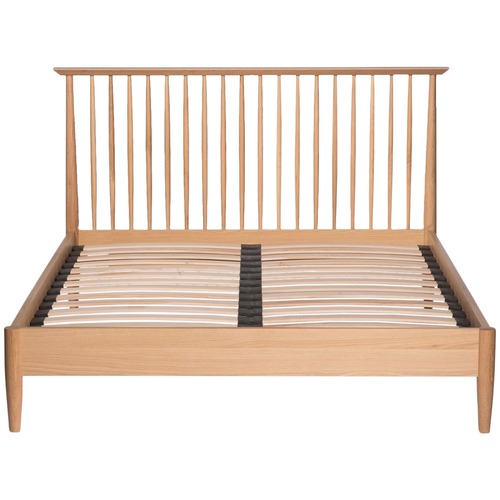 Temple & Webster Queen Olsen Oak Spindle Bed & Reviews