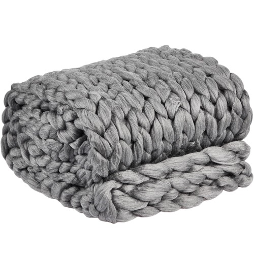 Temple & ster Storm Grey Chunky Knit Throw & Reviews