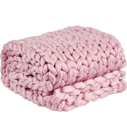 Dusty Pink Chunky Knit Throw | Temple & Webster