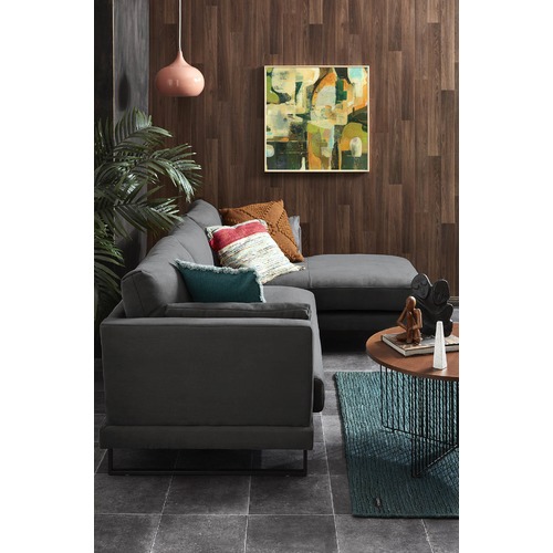 Temple & Webster 3 Seater Grey Zanda L-Shaped Sofa