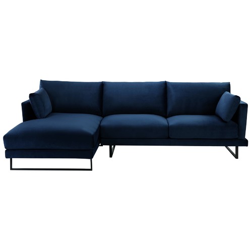 Temple Webster 3 Seater Navy Velvet Zanda L Shaped Sofa Reviews
