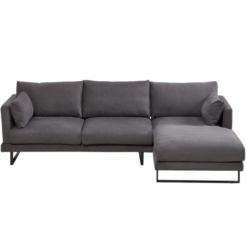 Temple & Webster 3 Seater Grey Zanda L-Shaped Sofa
