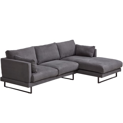 Temple & Webster 3 Seater Grey Zanda L-Shaped Sofa