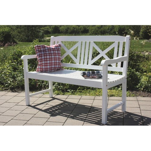 Temple & Webster Santa Cruz White 2 Seater Outdoor Timber Bench