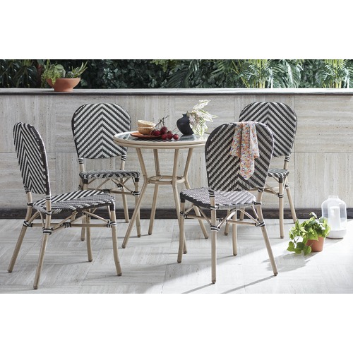 Temple & Webster Taupe & White Paris PE Rattan Cafe Dining Chairs