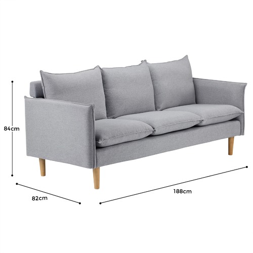 Temple & Webster Moonlight Grey Hampstead 3 Seater Sofa