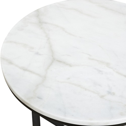 Temple & Webster 50cm Round White Siena Marble Side Table
