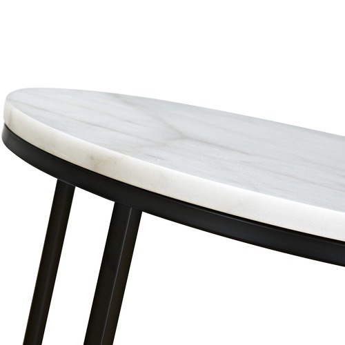 Temple & Webster 50cm Round White Siena Marble Side Table