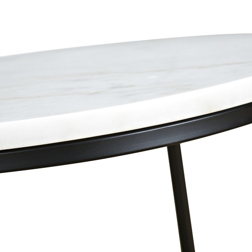 Temple & Webster 50cm Round White Siena Marble Side Table