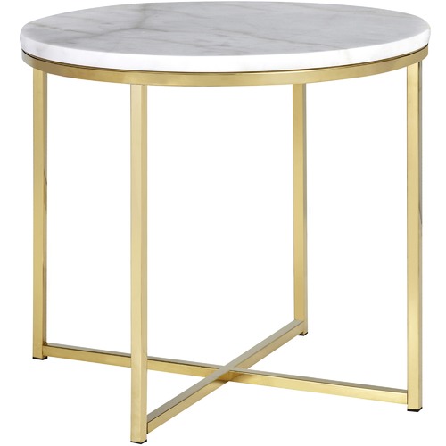 Temple & Webster 50cm Round White Siena Marble Side Table