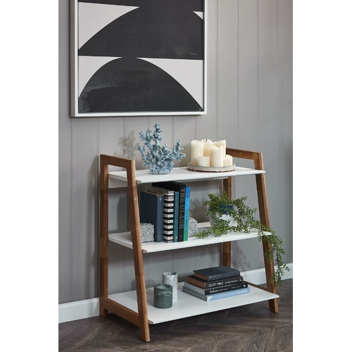 Temple & Webster White & Blonde Bjorke 3 Tier Bookshelf