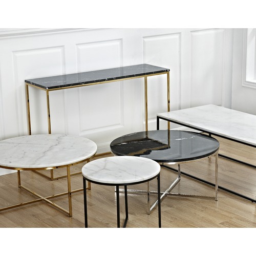 Temple & ster 80cm Round White Siena Marble Coffee Table & Reviews