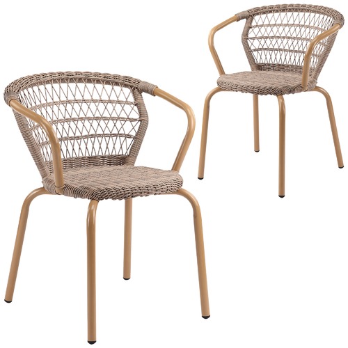 Temple & Webster Brown Raffles PE Rattan Outdoor Dining Chairs