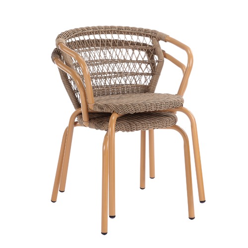 Temple & Webster Brown Raffles PE Rattan Outdoor Dining Chairs