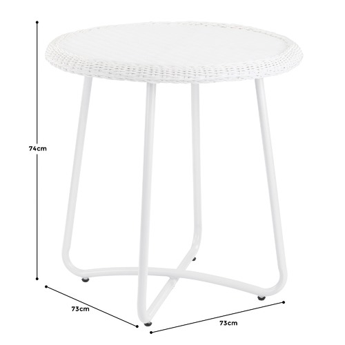 Temple & Webster White Raffles PE Rattan Outdoor Breakfast Table