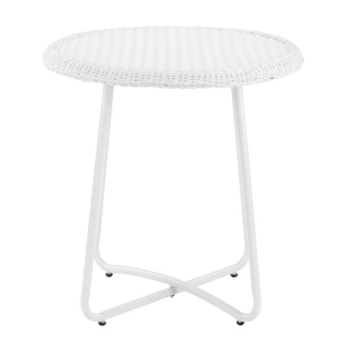 Temple & Webster White Raffles PE Rattan Outdoor Breakfast Table