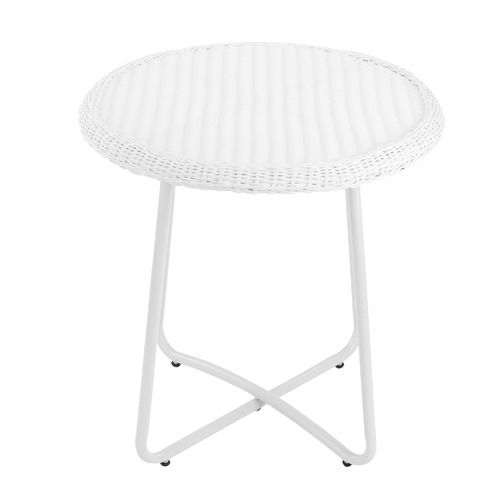 Temple & Webster White Raffles PE Rattan Outdoor Breakfast Table
