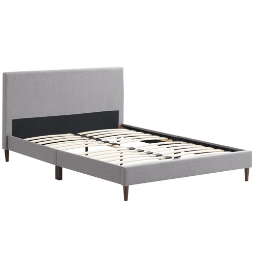 Temple & Webster Grey Logan Upholstered Bed
