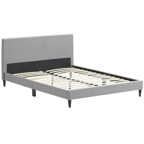 Temple & Webster Grey Logan Upholstered Bed