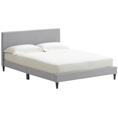 Temple & Webster Grey Logan Upholstered Bed
