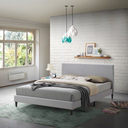 Temple & Webster Grey Logan Upholstered Bed