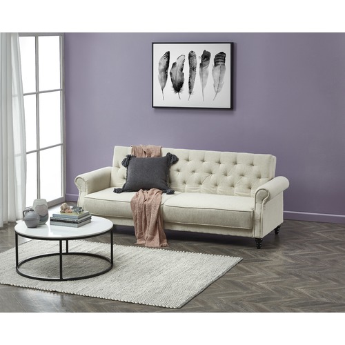 Temple & Webster Richmond 3 Seater Linen Chesterfield Sofa Bed