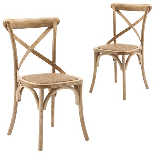 Bella Cross Back Elm Wood Dining Chairs