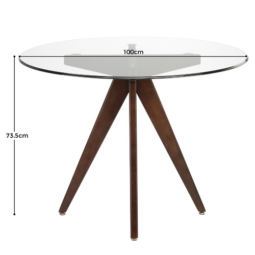 Temple & Webster 100cm Round Clear Top Dining Table