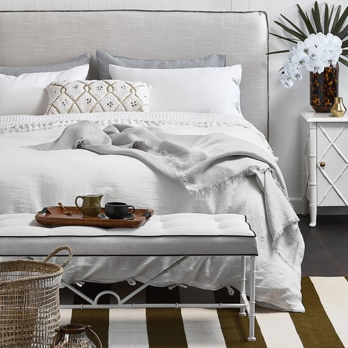 Temple & Webster White Vintage Wash Pure Linen Quilt Cover Set