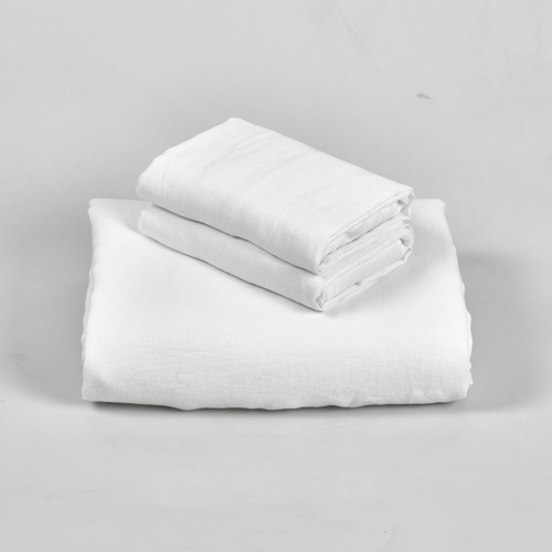 Temple & Webster White Vintage Wash Pure Linen Quilt Cover Set