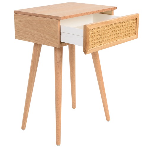 Temple & ster Light Oak Daintree Rattan Bedside Table & Reviews