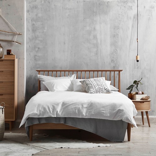 Temple & Webster Olsen Scandinavian Style Curved 1 Drawer Bedside Table
