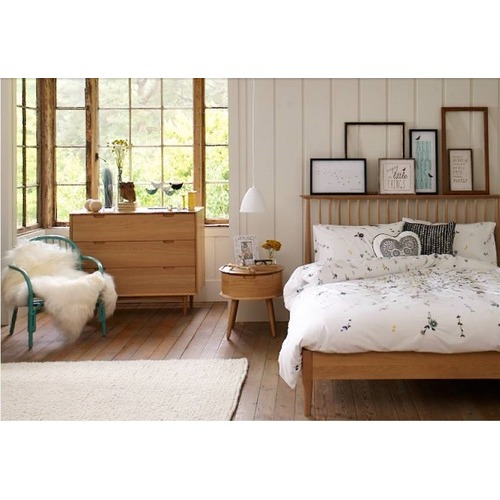 Temple & Webster Olsen Scandinavian Style Curved 1 Drawer Bedside Table