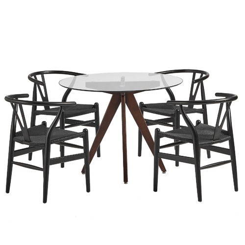 Temple & Webster 4 Seater Thea Dining Table & Wishbone Chairs Set
