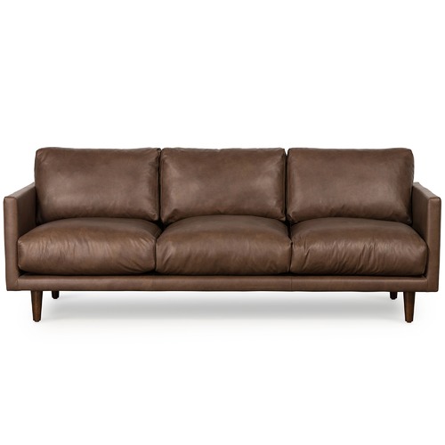 Temple & Webster Carson 3 Seater Italian Leather Sofa