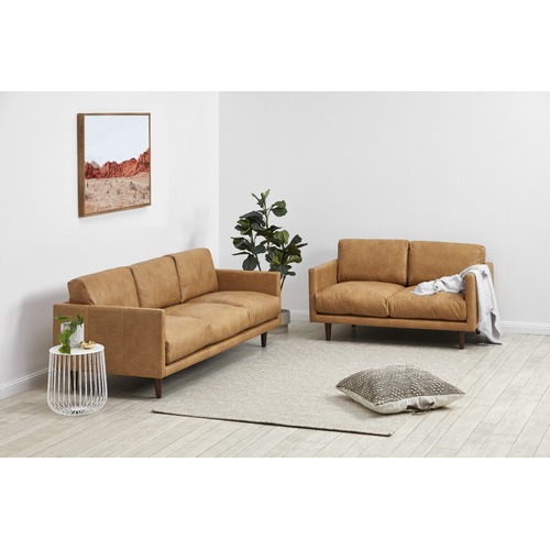 Temple & Webster Carson 3 Seater Italian Leather Sofa