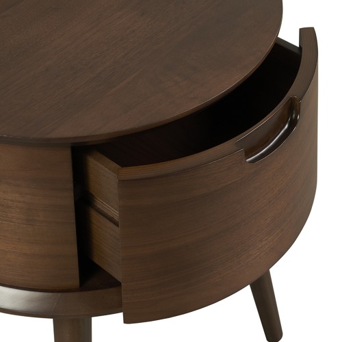 Temple & Webster Olsen Scandinavian Style Curved 1 Drawer Bedside Table