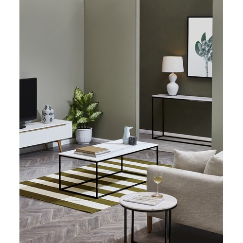 Temple & Webster 50cm Round White Siena Marble Side Table